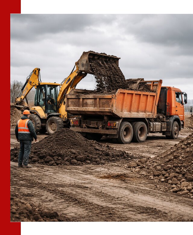 Вывоз грунта и строительного мусора в Пятигорске грузовыми самосвалами